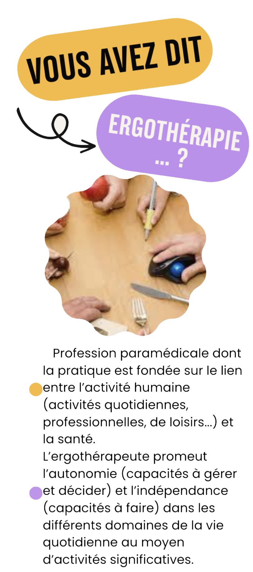 Introduction à l'ergothérapie et autonomie